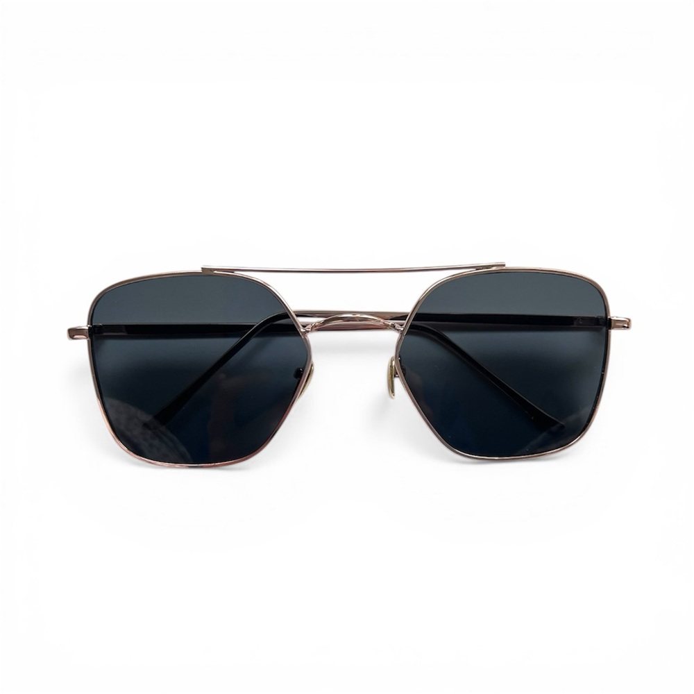 Oversized Aviator Geometric Metal Frame Sunglasses in Black Lenses